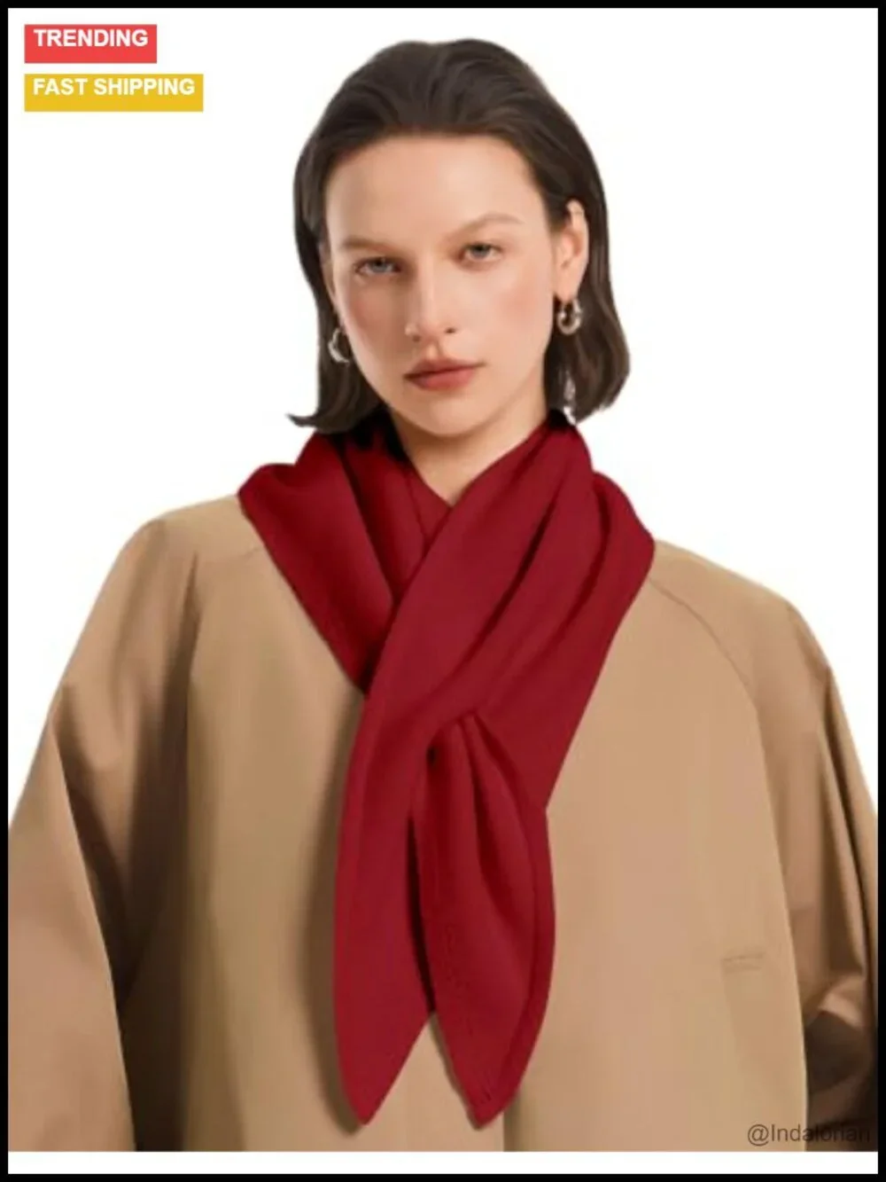 Women's 100% Wool Triangle Scarf Pull-Through Winter Neck Warmer